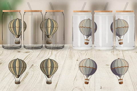 Glass Can Vintage Hot Air Balloon Sublimation artnoy 