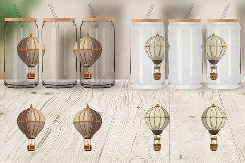 Glass Can Vintage Hot Air Balloon Sublimation artnoy 