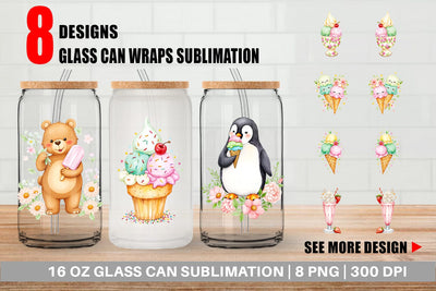 Glass Can Vintage Ice Cream Summer Sublimation artnoy 