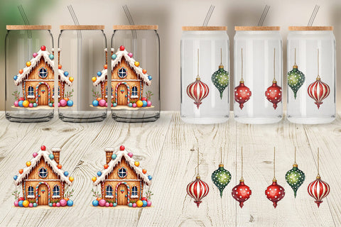 Glass Can Vintage Nordic Holiday Sublimation artnoy 