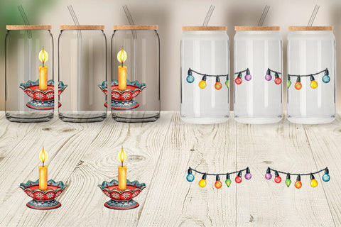 Glass Can Vintage Nordic Holiday Sublimation artnoy 