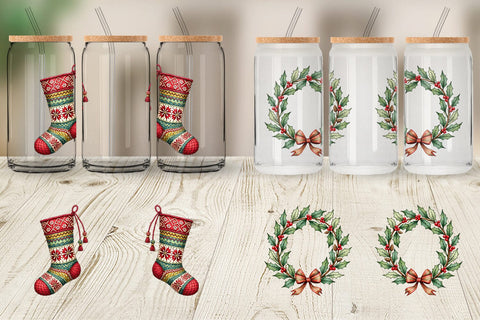 Glass Can Vintage Nordic Holiday Sublimation artnoy 