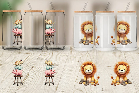 Glass Can Vintage Toy Animals Sublimation artnoy 