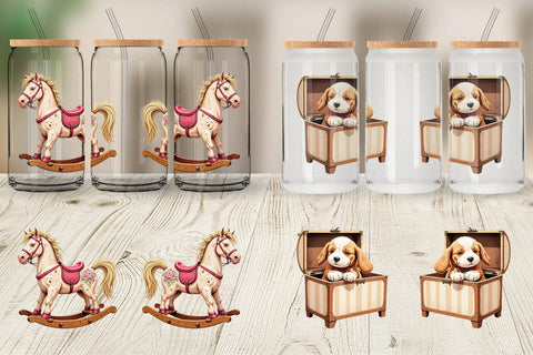 Glass Can Vintage Toy Animals Sublimation artnoy 