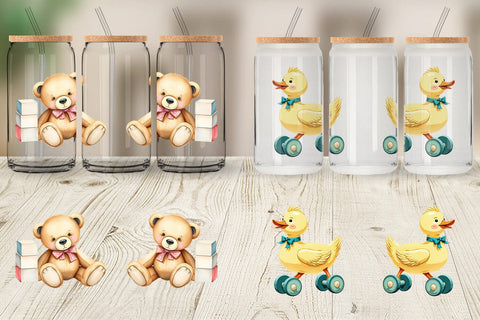 Glass Can Vintage Toy Animals Sublimation artnoy 