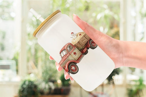 Glass Can Vintage Tropical Christmas Vehicle Sublimation artnoy 