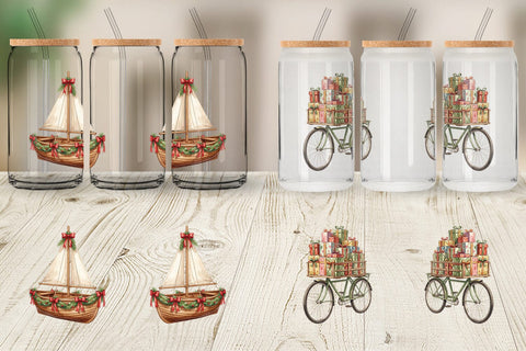 Glass Can Vintage Tropical Christmas Vehicle Sublimation artnoy 