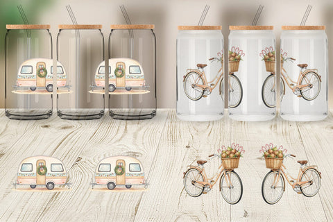 Glass Can Vintage Tropical Christmas Vehicle Sublimation artnoy 