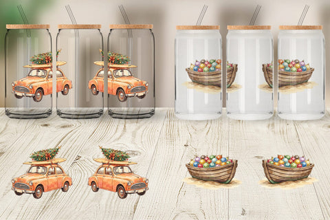 Glass Can Vintage Tropical Christmas Vehicle Sublimation artnoy 