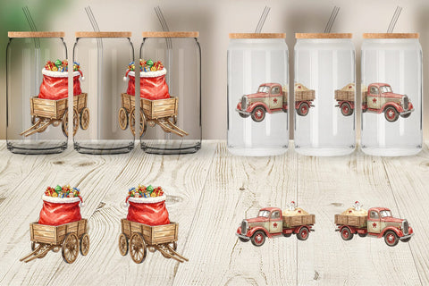 Glass Can Vintage Tropical Christmas Vehicle Sublimation artnoy 