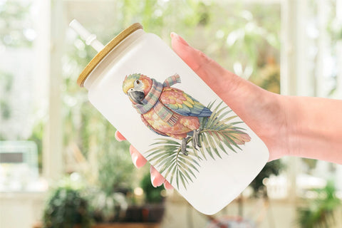 Glass Can Vintage Tropical Holiday Animal Sublimation artnoy 
