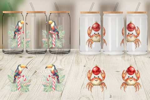 Glass Can Vintage Tropical Holiday Animal Sublimation artnoy 
