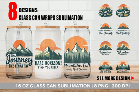 Glass Can Vintage Wanderlust Quotes Sublimation artnoy 