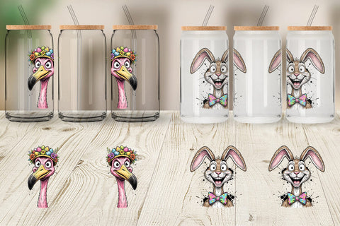 Glass Can Wacky Easter Animal Portrait Sublimation artnoy 