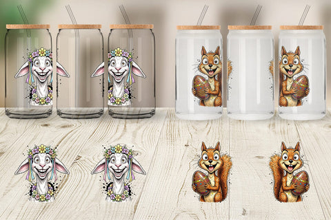Glass Can Wacky Easter Animal Portrait Sublimation artnoy 