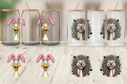 Glass Can Wacky Easter Animal Portrait Sublimation artnoy 