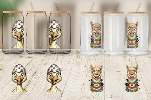 Glass Can Wacky Easter Animal Portrait Sublimation artnoy 