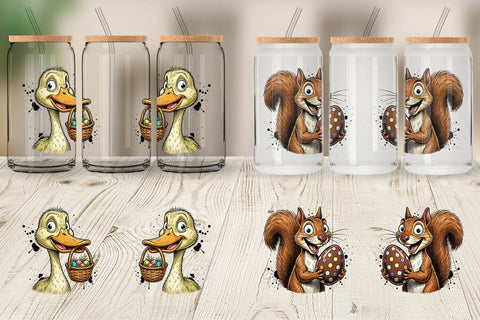 Glass Can Wacky Easter Animal Sublimation artnoy 
