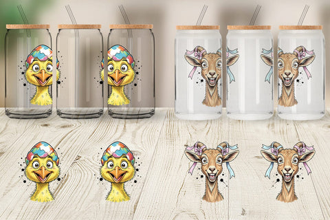 Glass Can Wacky Easter Animal Sublimation artnoy 