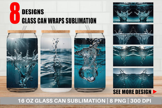 Glass Can Water Splash Sublimation artnoy 