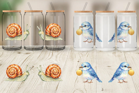 Glass Can Watercolor 70s Groovy Animal Hippie Sublimation artnoy 