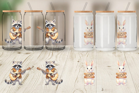 Glass Can Watercolor 70s Groovy Animal Hippie Sublimation artnoy 