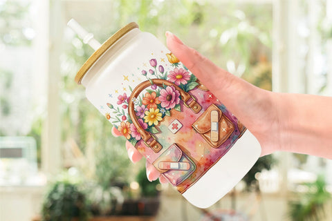 Glass Can Watercolor 70s Retro Medical Scenes Sublimation artnoy 