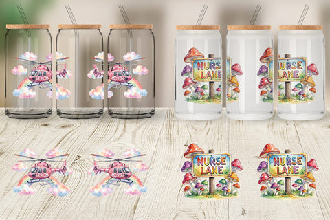 Glass Can Watercolor 70s Retro Medical Scenes Sublimation artnoy 
