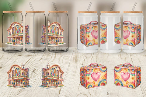 Glass Can Watercolor 70s Retro Medical Scenes Sublimation artnoy 