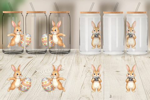 Glass Can Watercolor Active Hobby Easter Bunny Sublimation artnoy 