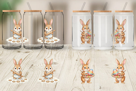 Glass Can Watercolor Active Hobby Easter Bunny Sublimation artnoy 