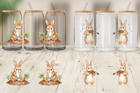 Glass Can Watercolor Active Hobby Easter Bunny Sublimation artnoy 