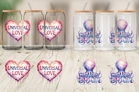 Glass Can Watercolor Alien Quote Sublimation artnoy 