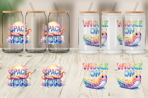 Glass Can Watercolor Alien Quote Sublimation artnoy 