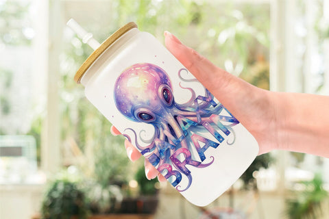Glass Can Watercolor Alien Quote Sublimation artnoy 