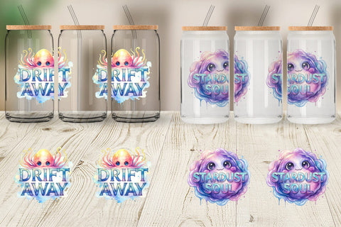 Glass Can Watercolor Alien Quote Sublimation artnoy 