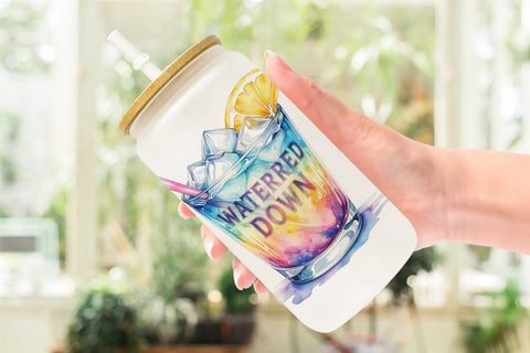 Glass Can Watercolor Anti Social Beach Quotes Sublimation artnoy 