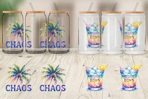 Glass Can Watercolor Anti Social Beach Quotes Sublimation artnoy 