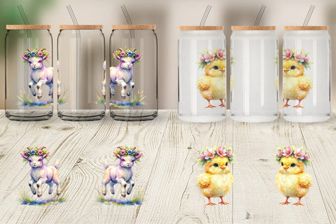 Glass Can Watercolor Baby Farm Animal Nursery Art Sublimation artnoy 