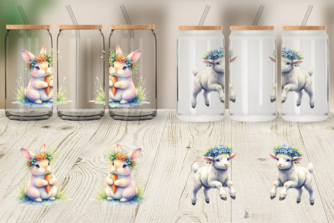 Glass Can Watercolor Baby Farm Animal Nursery Art Sublimation artnoy 