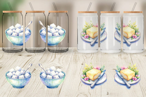 Glass Can Watercolor Baking Essentials Sublimation artnoy 
