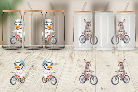 Glass Can Watercolor Big Eye Barnyard Biking Art Sublimation artnoy 