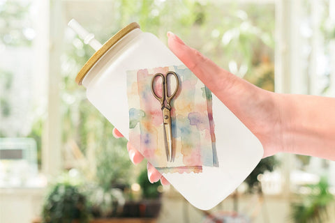 Glass Can Watercolor Boho Artistic Craft Ephemera Sublimation artnoy 