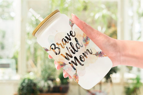 Glass Can Watercolor Boho Dreamcatcher Mama Quotes Sublimation artnoy 