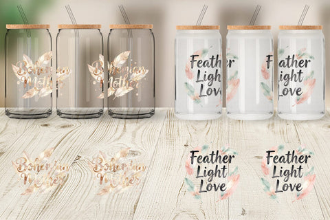 Glass Can Watercolor Boho Dreamcatcher Mama Quotes Sublimation artnoy 