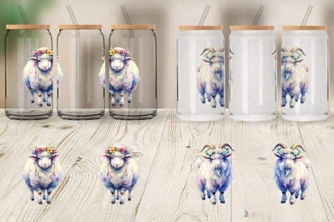 Glass Can Watercolor Boho Highland Cow And Friends Sublimation artnoy 