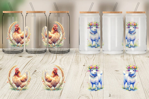 Glass Can Watercolor Boho Highland Cow And Friends Sublimation artnoy 