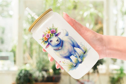 Glass Can Watercolor Boho Highland Cow And Friends Sublimation artnoy 