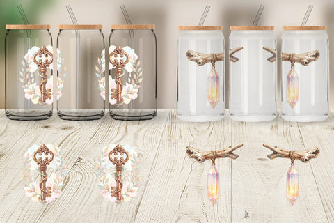 Glass Can Watercolor Boho Mystical Celestial Art Sublimation artnoy 