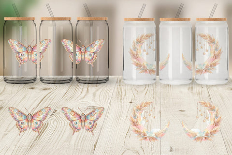 Glass Can Watercolor Boho Mystical Celestial Art Sublimation artnoy 